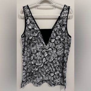 Express Black White Snake Prink V neck Cutout Tank